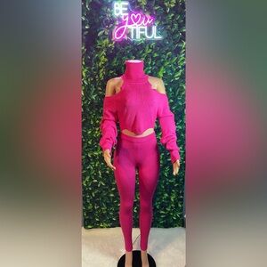 Pink Off-Shoulder Knit Sweater